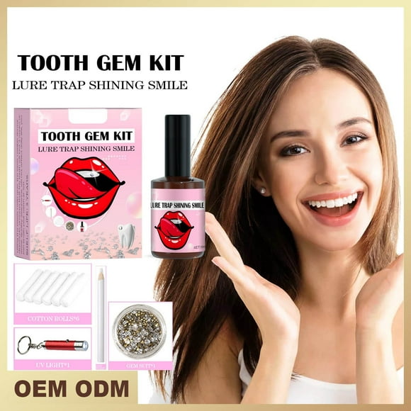 Dadatutu Tooth Gem Kit, Diy Fashionable Tooth Ornaments with Curing Glue & Light, Art Rhinestones Crystal Flatback Rhinestones, 20 Pieces Crystals Jewelry Starter Kit with Glue and Crystals