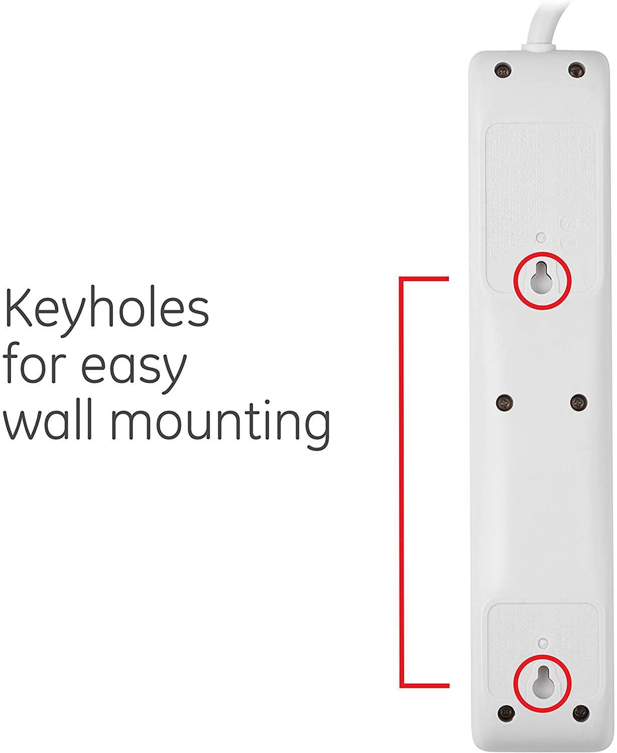 GE 6-Outlet Surge Protector, 4ft, White, 46281