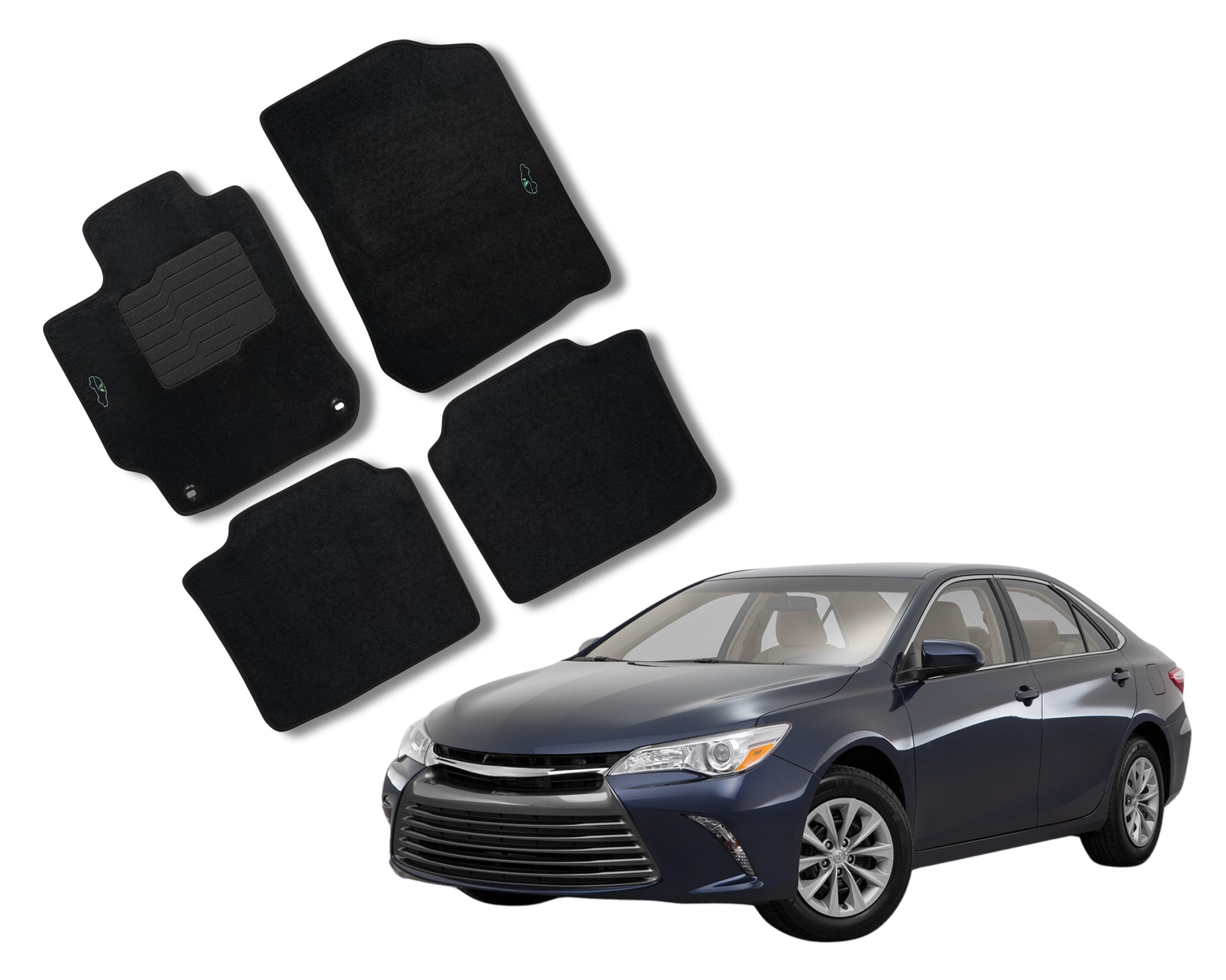 ecoMats Carpet Floor Mats Custom Fit for 2012 to 2017 Toyota Camry with Anti-Slip Heel Pad and Safety Locks - Front and Rear