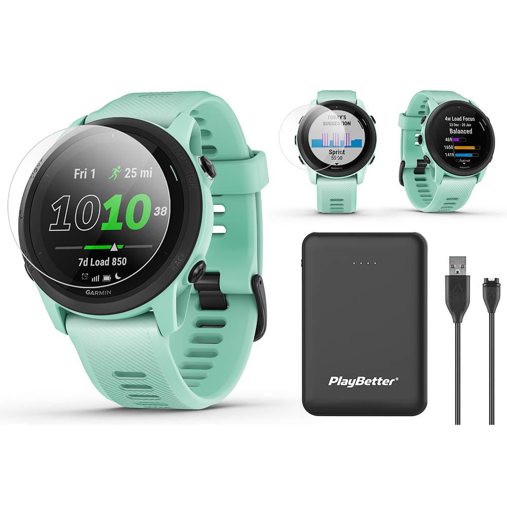 Garmin Forerunner 745 (Neo Tropic) GPS Running & Triathlon Smartwatch Power  Bundle  +PlayBetter Portable Charger & PlayBetter HD Screen Protector Film  (4-Pack) 
