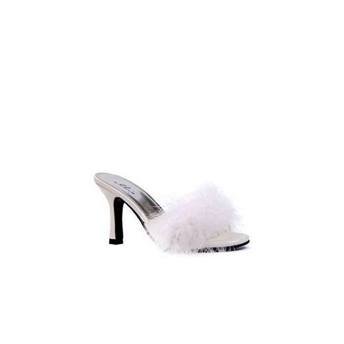 Ellie Shoes White Satin Maribou Slippers PHOEBE White