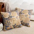 thumbnail image 5 of Floral Blue Farmhouse Pillow Covers 18x18 Inch Set of 2 Vintage Block Print Pillow Covers Decorative Throw Pillow Covers Neutral Accent Couch Pillows for Living Room Sofa Bed Home Decor, 5 of 6