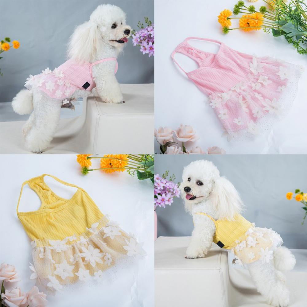 Norbi Pet Dog Dress Dog Outfit Cute Costume Puppy Apparel Spring Summer Plaid Short Princess Skirt with Love Heart