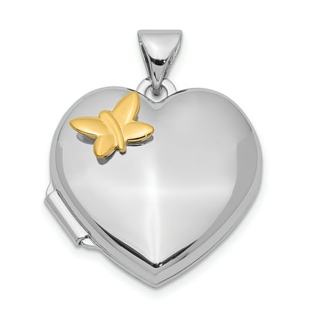 925 Sterling Silver Heart Gold Plating Butterfly Photo Pendant Charm Locket Chain Necklace That Holds Pictures