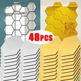 thumbnail image 2 of 48/6 piezas 3D pegatinas de pared de espejo hexagonales autoadhesivas acrílicas extraíbles para sala de estar dormitorio decoración del hogar DIY, 2 of 5