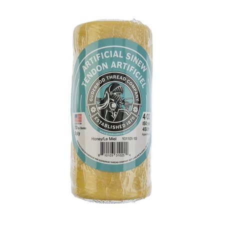 UPC: 0810103310254 | Gudebrod Sinew 4oz 450ft (150yd) Honey 5ply 70lb Test Made in USA
