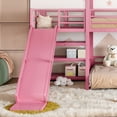 thumbnail image 6 of Harper & Bright Designs Twin over Twin Bunk Bed with Storage Stairs, Metal House Bunk Bed Frame with Slide and Guardrails for Boys Girls, Pink, 6 of 14