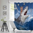 thumbnail image 3 of Extra Long 72"x84"Funny Cat Shower Curtain Set with Hooks,Ocean Sharks Bathroom Curtain Kids Fabric Waterproof Bath Curtain Machine Washable, 3 of 6