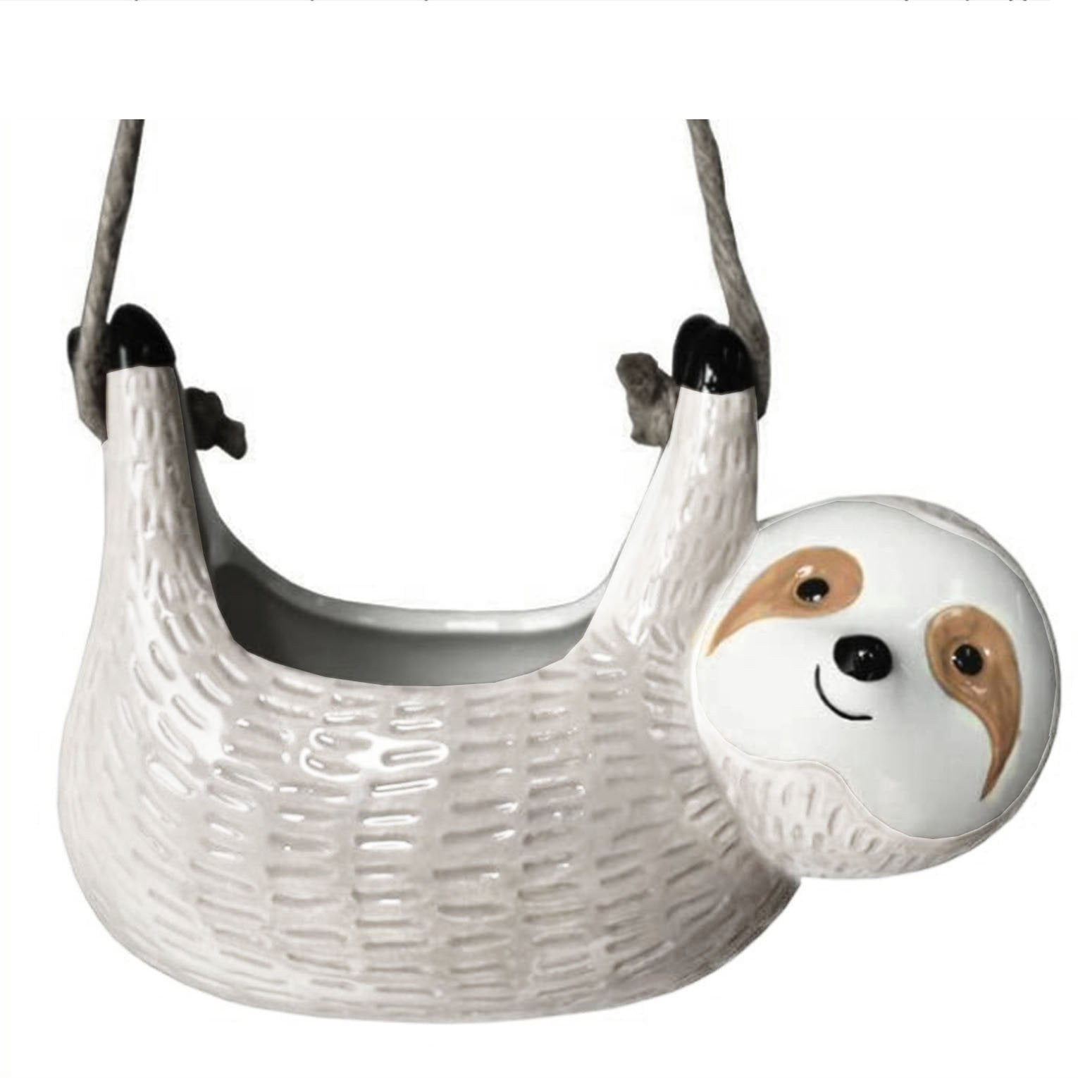 SILVERFEVER Sloth Hanging Planter  Succulent Plant Pot Indoor Outdoor Ceramic Animal Planters Pots Flowerpot Container 1, Grey
