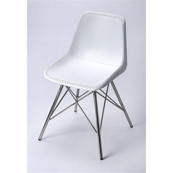 Beaumont Lane Metropolitan Living Leather Side Chair in White