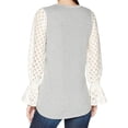 thumbnail image 2 of Kensie Womens Lace-Contrast Pullover Sweater, Grey, Large, 2 of 2