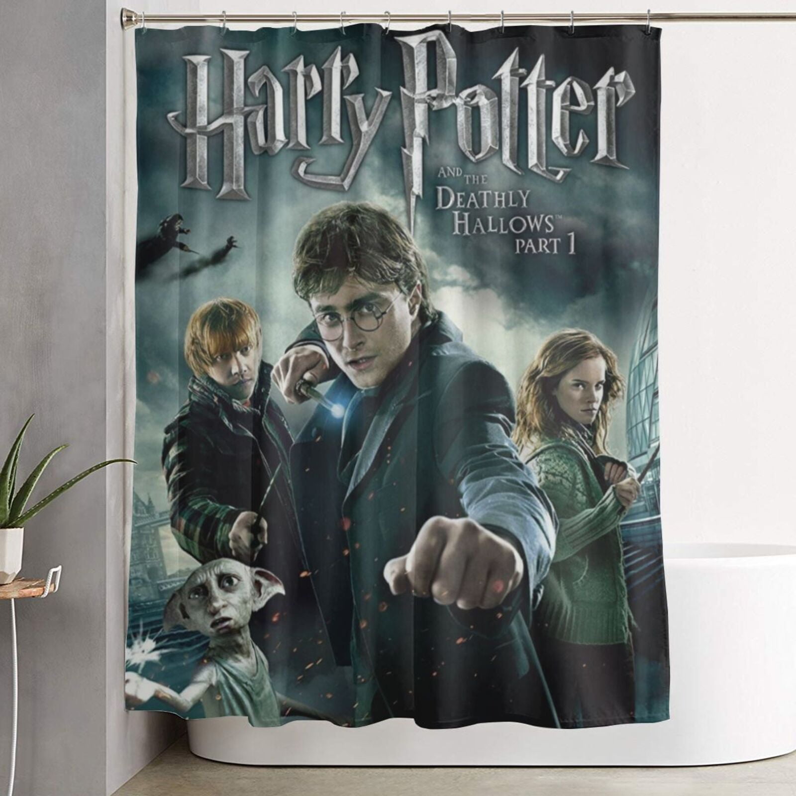 Harry Potter Shower Curtain Bathroom Decor Polyester Waterproof Bath Curtains with Hooks 60x72 Inches, Size: Plastic