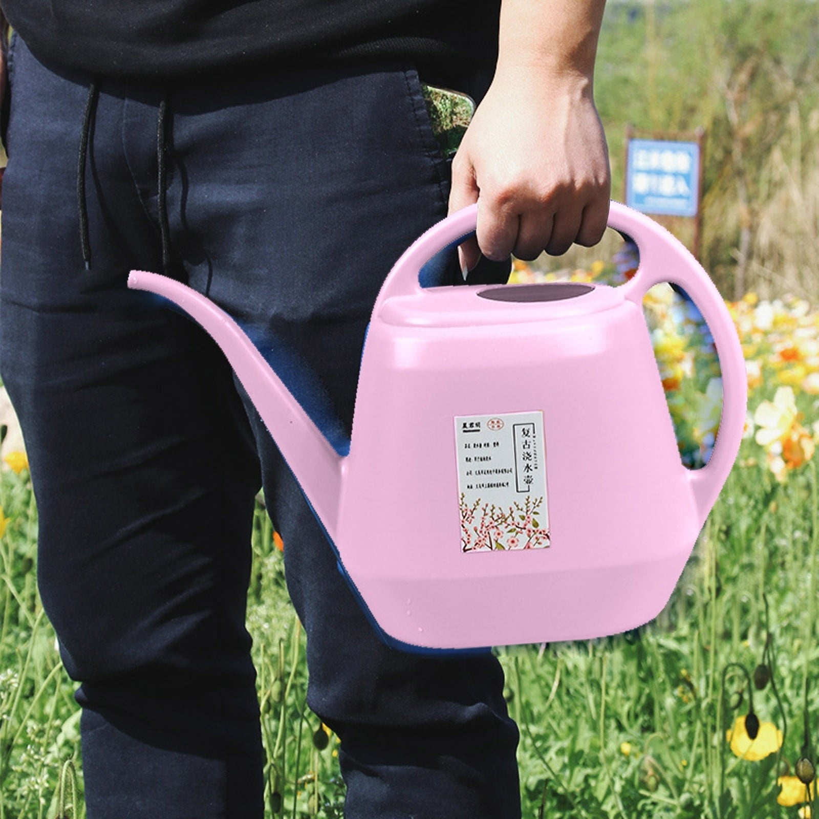 1 Gallon Plastic Watering Can with Handle and Long Spout，A
