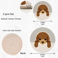 thumbnail image 3 of ZzWwR Cute Cartoon Poodle Dog 2 Pcs Round Woven Pot Holders Trivets Set, Cotton Coasters Placemats for Cooking Baking Hot Dish Pan Pot Bowl Teapot, 9.45 In + 7 In, 3 of 5