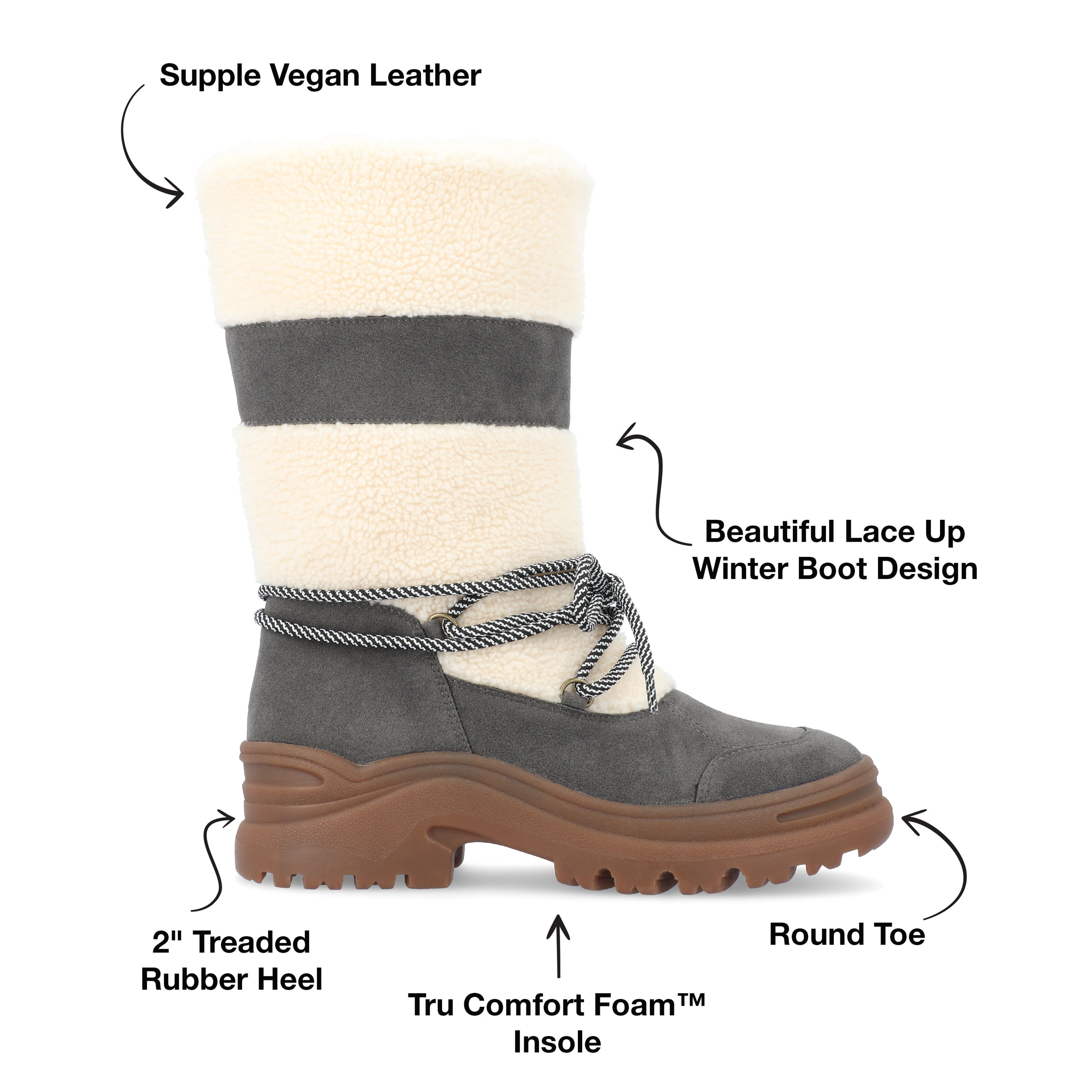 Journee Collection Womens Galina Tru Comfort Foam Mid Calf Pull On Winter Boot