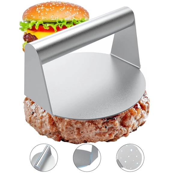 Rongsi Stainless Steel Burger Press, 6.29" Grill Press for Flat Top Grill Cooking