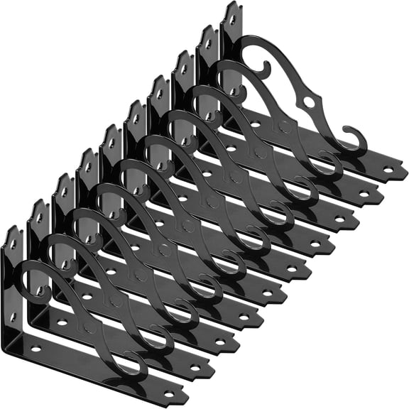 10 Pack Decorative Shelf Brackets,5 Inch Wall Mounted Metal Shelving Brackets,Heavy Duty L Shape Shelf Bracket,Metal Corner Brace Right Angle Bracket with Screws(Black)