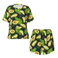 thumbnail image 3 of Lafuoo Fresh Avocado Pattern Women's Round Neck Short Sleeve Pajamas Set, Button Pajamas Elastic Band Pajamas Home Wear-XX-Large, 3 of 9