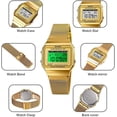 thumbnail image 4 of Classic Women's Digital Multifunction Sports Watch Stainless Steel Band Square Waterproof Electronic Led Watch, 4 of 6