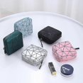 thumbnail image 2 of Waterproof PU Leather Sanitary Napkin Organizer Pouch Rhombus Quare Bag Handbag, 2 of 5