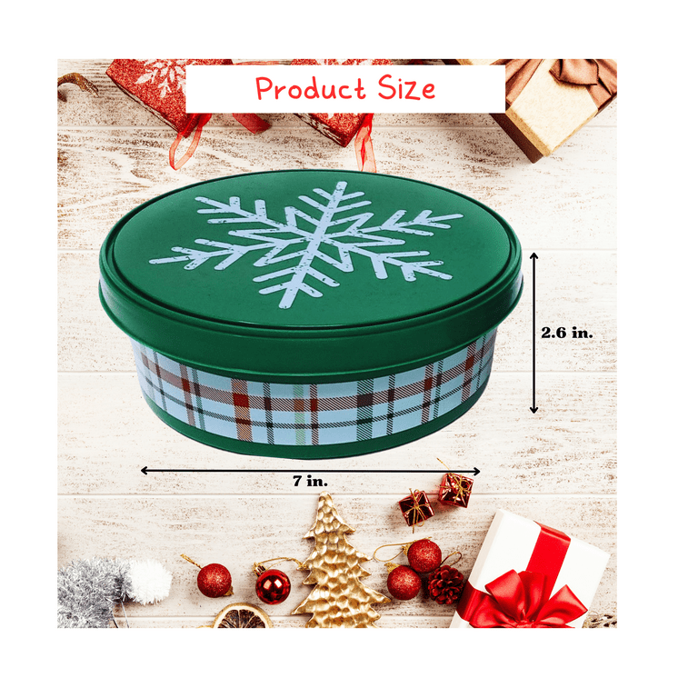 Christmas Round Plastic Cookie Containers with Lids Set of 2