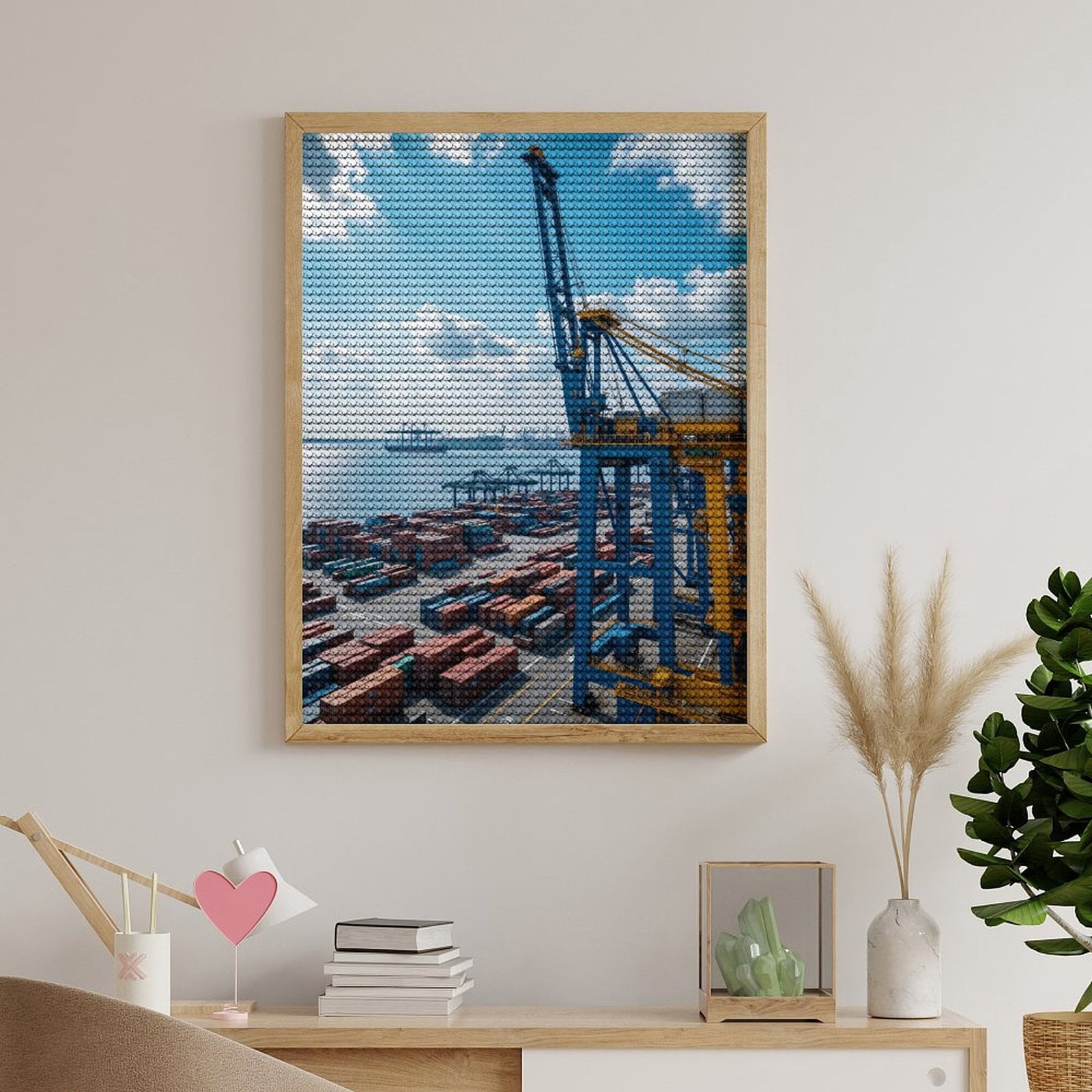 Diamond Art Kits for Adults, Cargo Port With Shipping Containers 5D Diamond Painting Kits for Adults Beginners, DIY Full Drill Diamond Painting, Gem Art and Crafts 12x16
