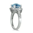 thumbnail image 2 of SZUL Women's Cushion Cut Blue Topaz and Diamond Ring in 14K White Gold, 2 of 5