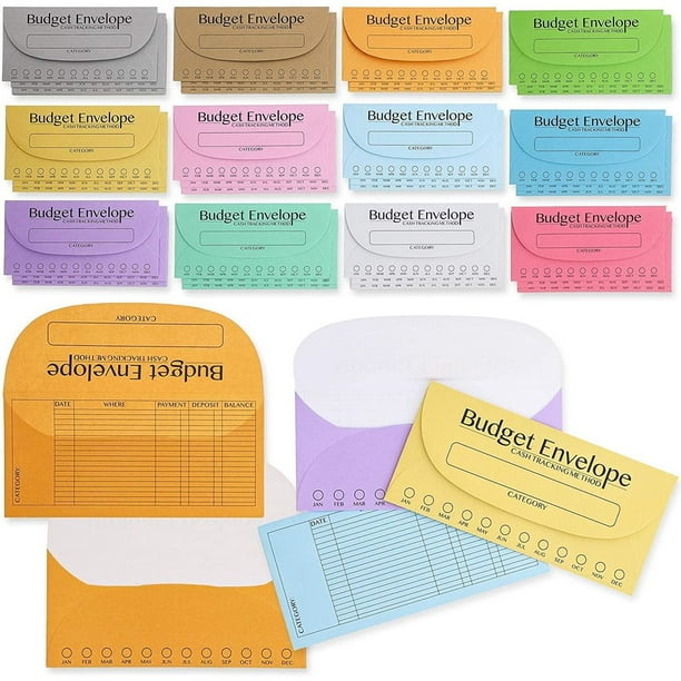 96 Pack Bulk Budget Envelopes for Cash System, Budgeting Tracker Binder