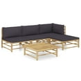 thumbnail image 1 of vidaXL 5 Piece Garden Lounge Set with Dark Grey Cushions Bamboo, 1 of 12