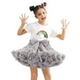 thumbnail image 2 of JUoaLXG Baby Girls Casual Dresses Solid Color Rainbow Print Crew Neck Short Sleeve A Line Mesh Tutu Dress Daily-Wear,Gray,18-24 Months, 2 of 4