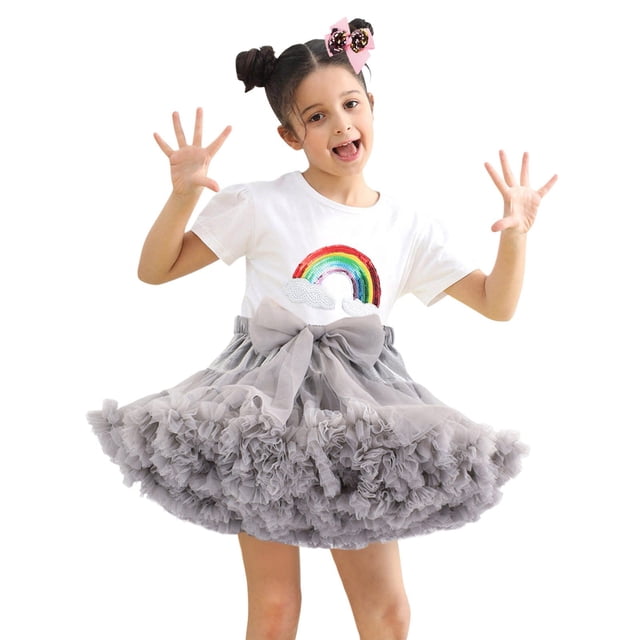 SXcggal One Robe Tutu Mode Enfant Couleur Unie Nœud Robe Tutu Fille Belle Mode Mignonne Robe Enfant