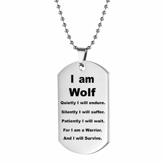 Guodhu Fashion Wolf Pendant Stainless Steel Necklace I am Wolf Fans Gift Dog Tag Jewelry