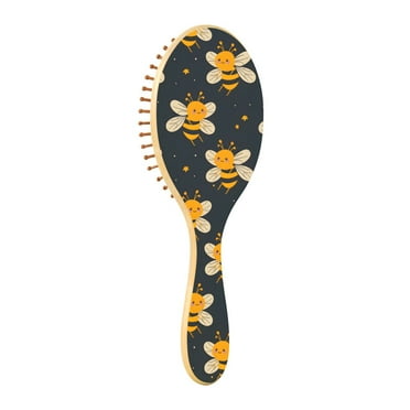 JSTEL Honey Bee Stars Hair Brush for Women Men Natural Wood Detangler Brushes for All Hair Types Hairbrush for Wet & Dry