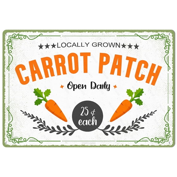 Vintage Metal Sign Locally Grown Carrot Patch Easter Decor Funny Art Poster for Home Cafe Bar Kitchen Door Porch Yard Wall Decorations 12x8 Inch Aluminium Hanging Plaque