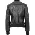 thumbnail image 2 of Women's Black Genuine Lambskin Bomber Quilted Leather Jacket Motorcycle Biker Leather Jacket W321, 2 of 3