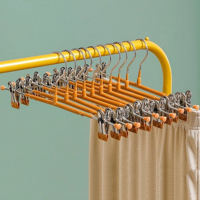 5Pcs Pants Drying Rack Space Saving Drying Hanger with Metal Clip Stainless Steel Hanger for Pants Trousers Light Blue Bold