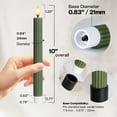 thumbnail image 4 of WYZworks 10" Fluted Ribbed LED Loden Green Grooved Pillar Candles, Remote & 24h Timer Memory, On/Off Switch - Flameless Dimmable Battery Operated w/Flicker Mode, Home Wedding Decor (6 Pack), 4 of 9