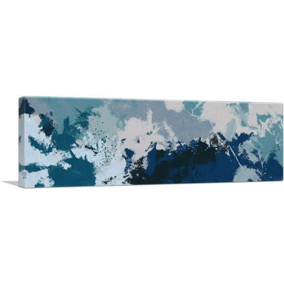 ARTCANVAS Teal Navy Blue Tan Baby Blue Panoramic Canvas Art Print - Size: 36" x 12" (0.75" Deep)