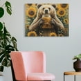 thumbnail image 3 of ZFLMY Bear Honey Sunflowers Wall Art Canvas Decor for Bedroom Kitchen, Modern Prints Ready To Hang Home Decor 16x12in, 3 of 6