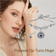 thumbnail image 2 of Pulsera De Ojo Turco Malubero De Acero Inoxidable Plateada, 2 of 4