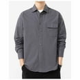 thumbnail image 7 of Wrtxtat Button Down Shirts for Men Lapel Long Sleeve Solid Color Shirts with Chest Pocket Cotton Cozy Stretch Soft Regular Fit Work Shirts Gray L, 7 of 7