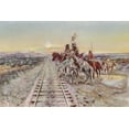 thumbnail image 2 of Russell, Charles Marion 18x13 White Modern Wood Framed Museum Art Print Titled - Trail of the Iron Horse, 2 of 4