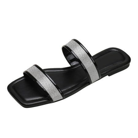 

Fashion Beach On Rhinestone Casual Open Toe Non Flat Breathable Slippers Shoes Sandals