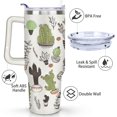thumbnail image 3 of 40oz Watercolor Cactus Succulents Stainless Steel Flip Straw Tumbler Spill Proof Travel Cup Double Wall Vacuum Insulated Coffee Mug with Top Handle, 3 of 6