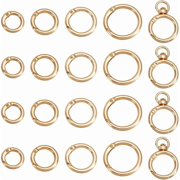 22Pcs Round Carabiner Clip Zinc Alloy Light Gold Carabiner Key Rings Release Keychain for Purse Shoulder Bag Chain Rings Clip Replacement