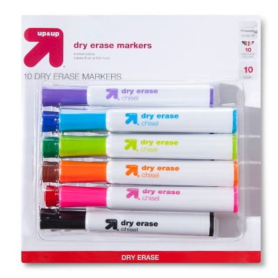 10pk Chisel Tip Dry Erase Markers Multicolor - up&up&trade;