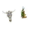 thumbnail image 6 of 2 Pieces Peacock Statue Cow Head Wall Decor Skull Wall Sculpture Resin Material Ornament for Bedroom Farmhouse Corridor, 6 of 8
