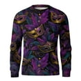thumbnail image 6 of Havenx Mardi Gras Sweatshirts for Men Crewneck Ribbed Knit Sweatshirts Long Sleeve Carnival Printed Tops Pullovers Fancy Mask Printed Slim Fit Carnival Lightweight Casual Outfits,Dark Purple 3XL, 6 of 6