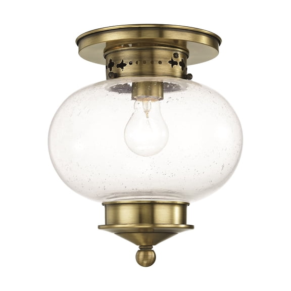 Livex Lighting Harbor Ceiling Mount in Antique Brass