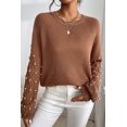 thumbnail image 7 of Women's Chestnut Beaded Drop Shoulder Round Neck Sweater | [ZhiHiMeRi] | (US 12-14)L, 7 of 7